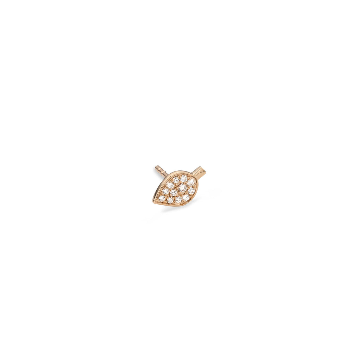 BEECH STUD EARRING BABYLEAF rose gold diamond pavé