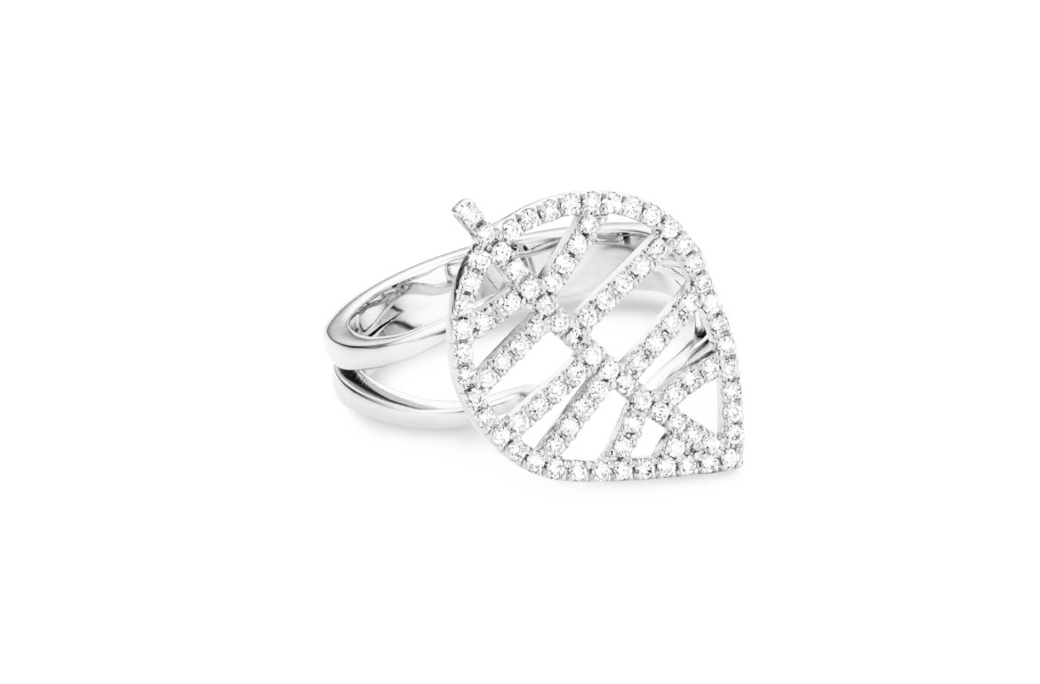 BEECH RING S white gold diamond pavé
