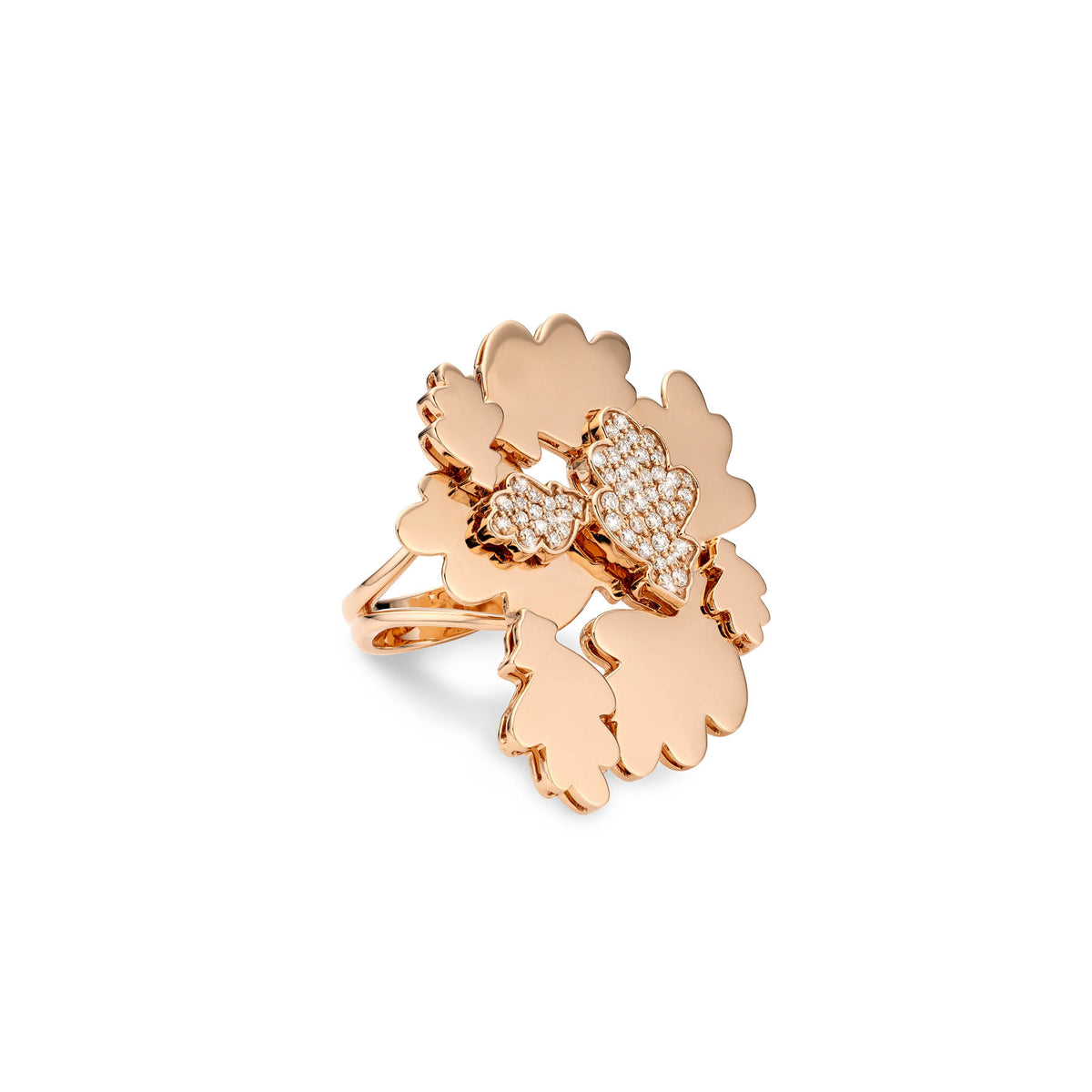 OAK FOREST FLOOR RING rose gold white diamonds pavé