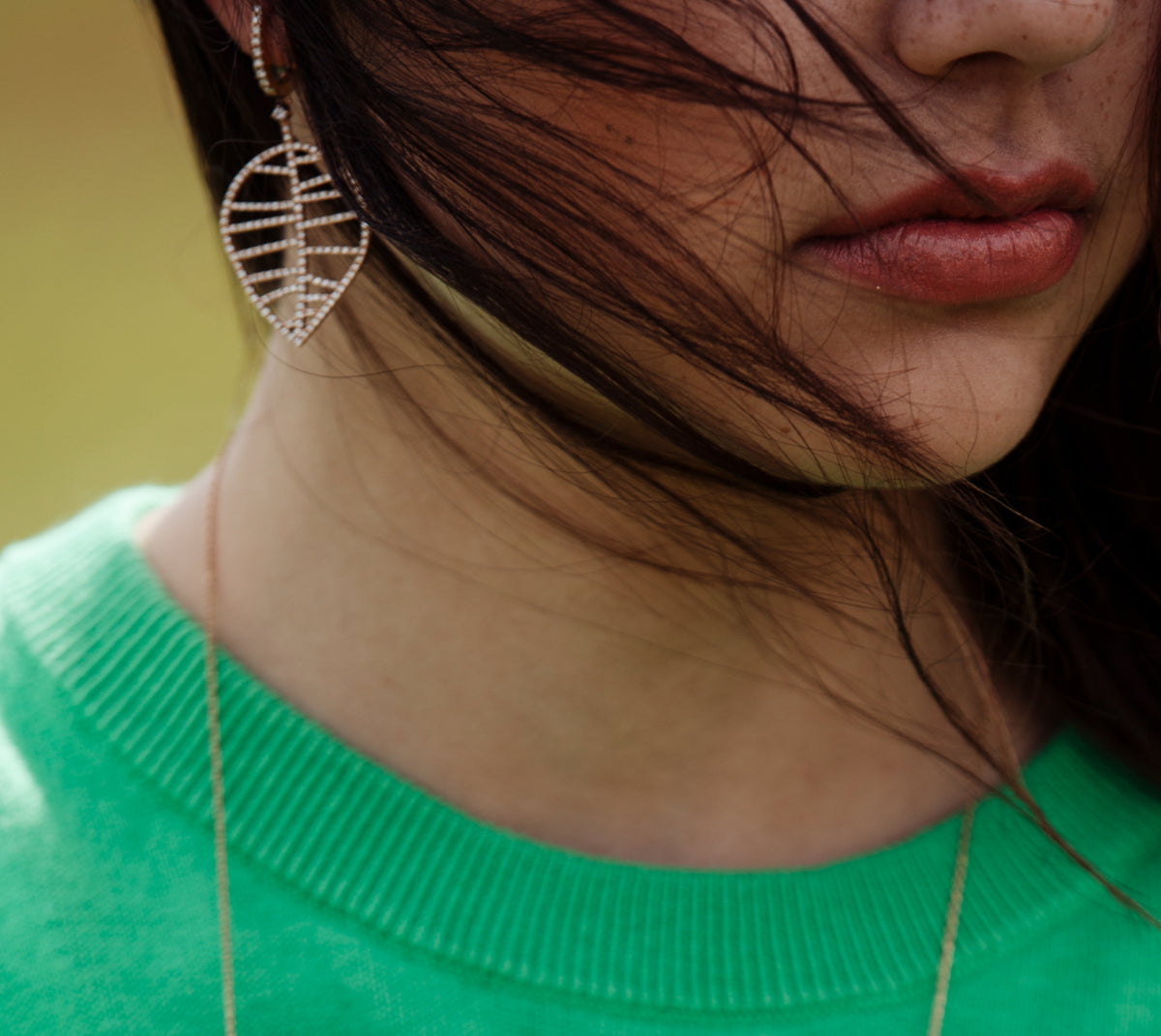 BEECH EARRINGS M rose gold diamonds pavé
