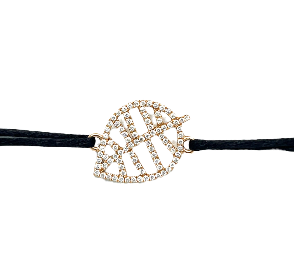 BEECH BRACELET S rose gold diamonds pavé with silk cord