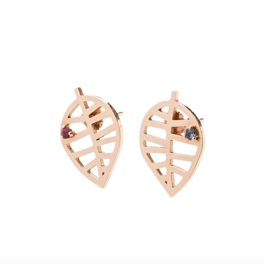 BEECH STUD EARRING - NUANCES S rose gold corundum/spinel