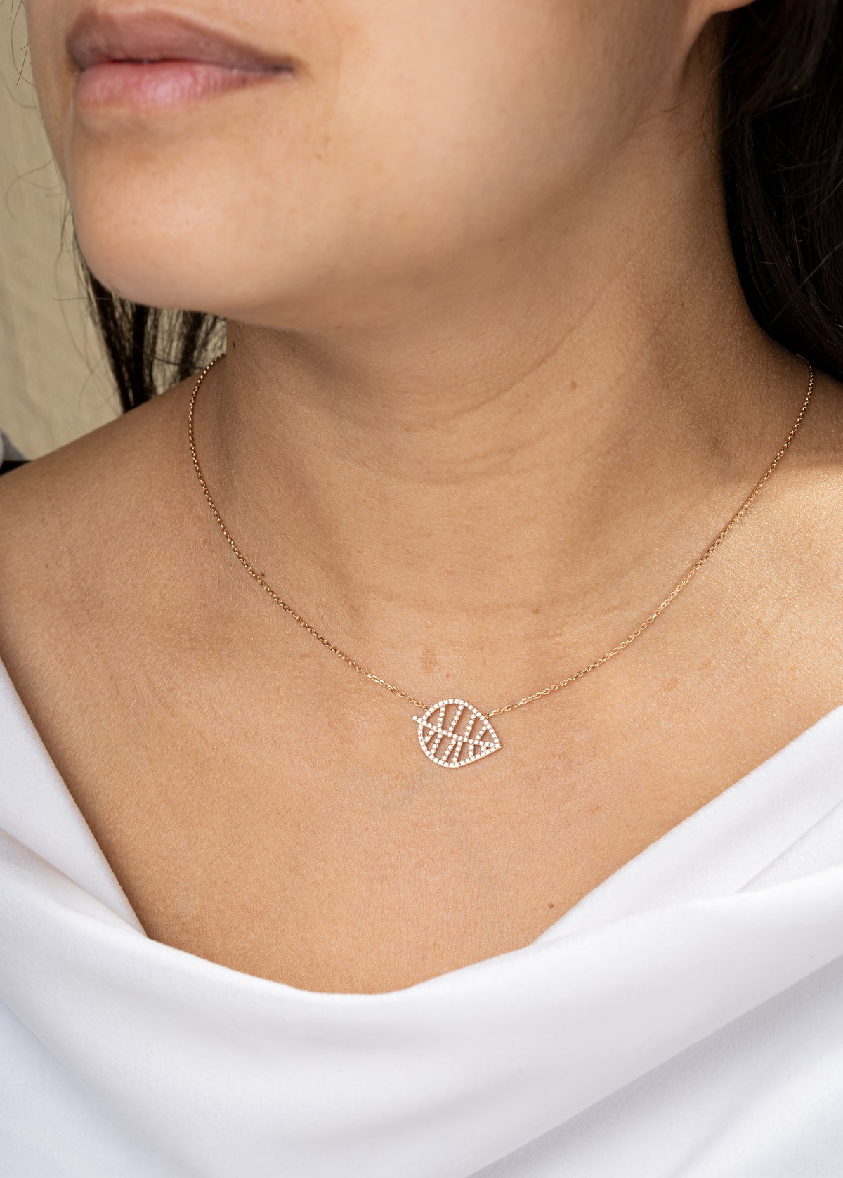BEECH NECKLACE S rose gold diamonds pavé