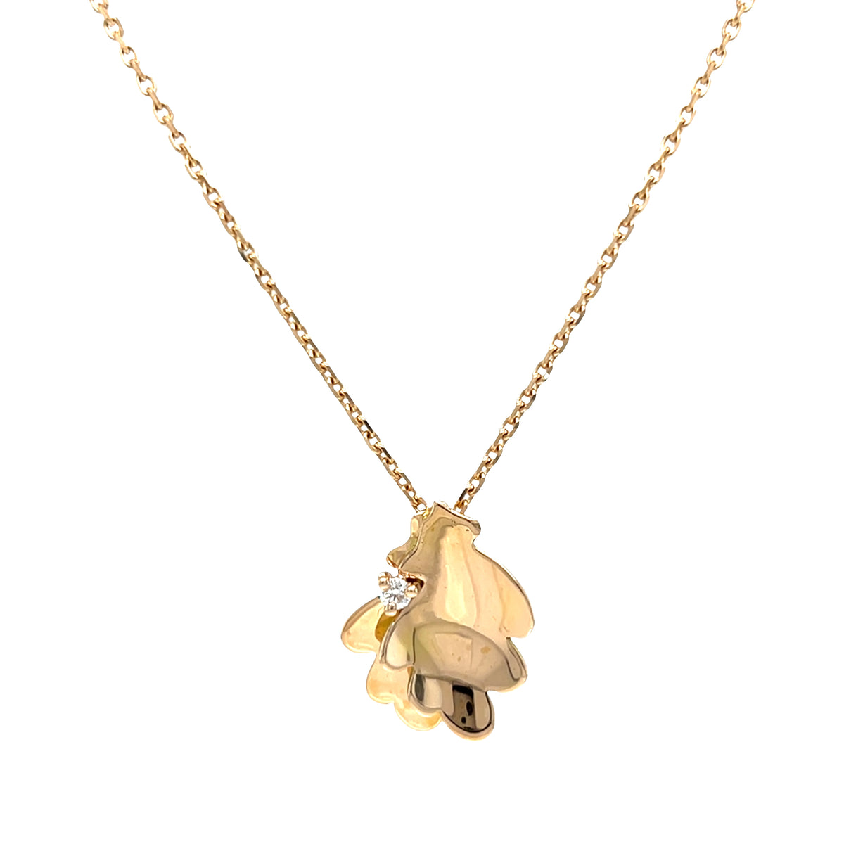 OAK TWO LEAVES NECKLACE rose gold white diamond