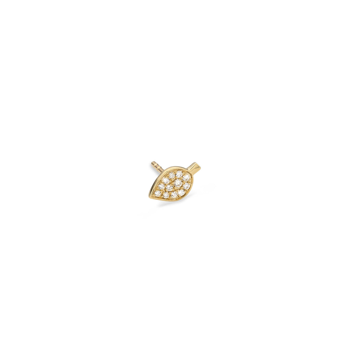 BEECH STUD EARRING BABYLEAF yellow gold diamond pavé