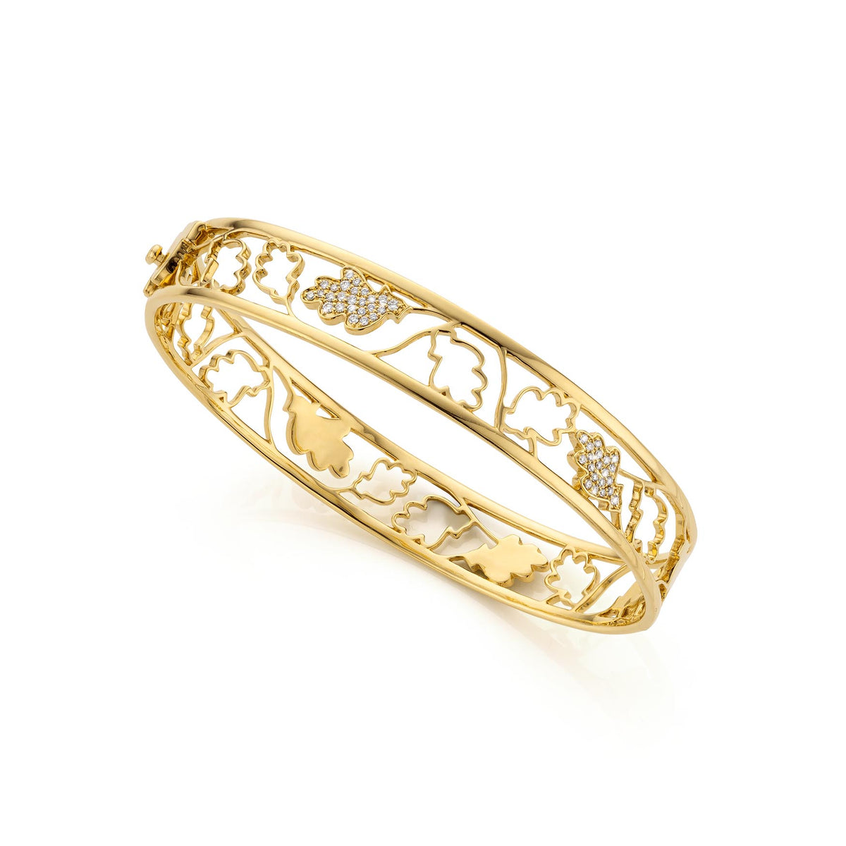 OAK BANGLE BRACELET yellow gold diamond pavé