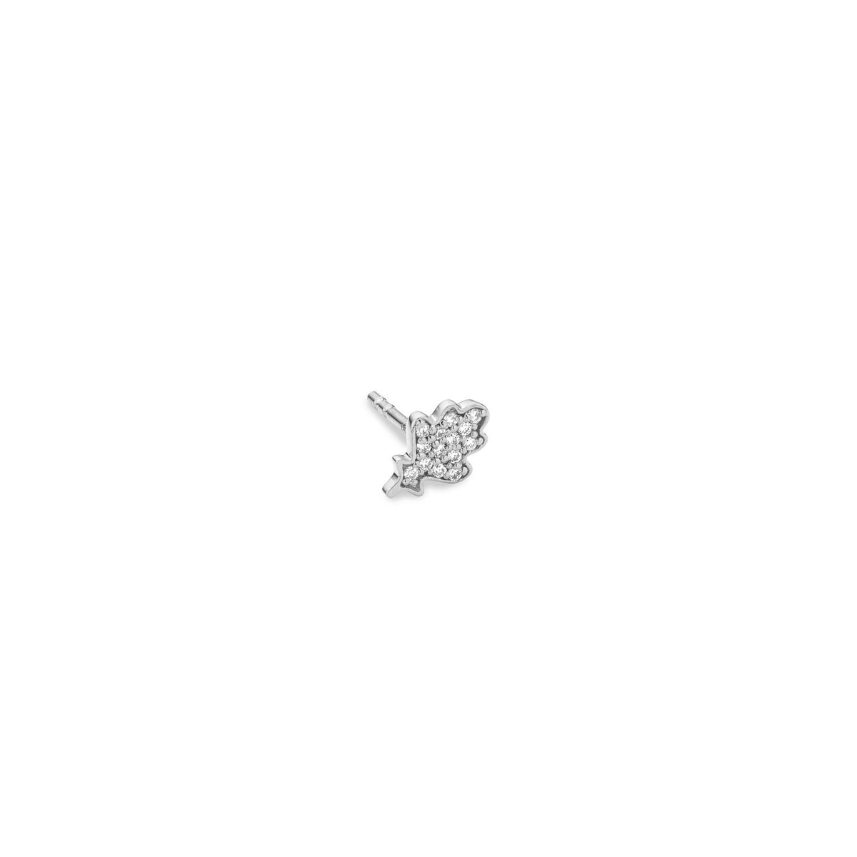 OAK STUD EARRING BABYLEAF white gold diamonds pavé