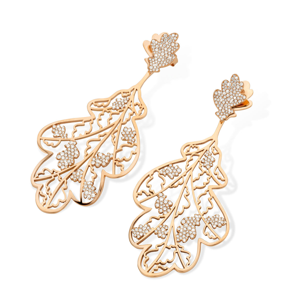 OAK EARRING L rose gold white diamonds pavé