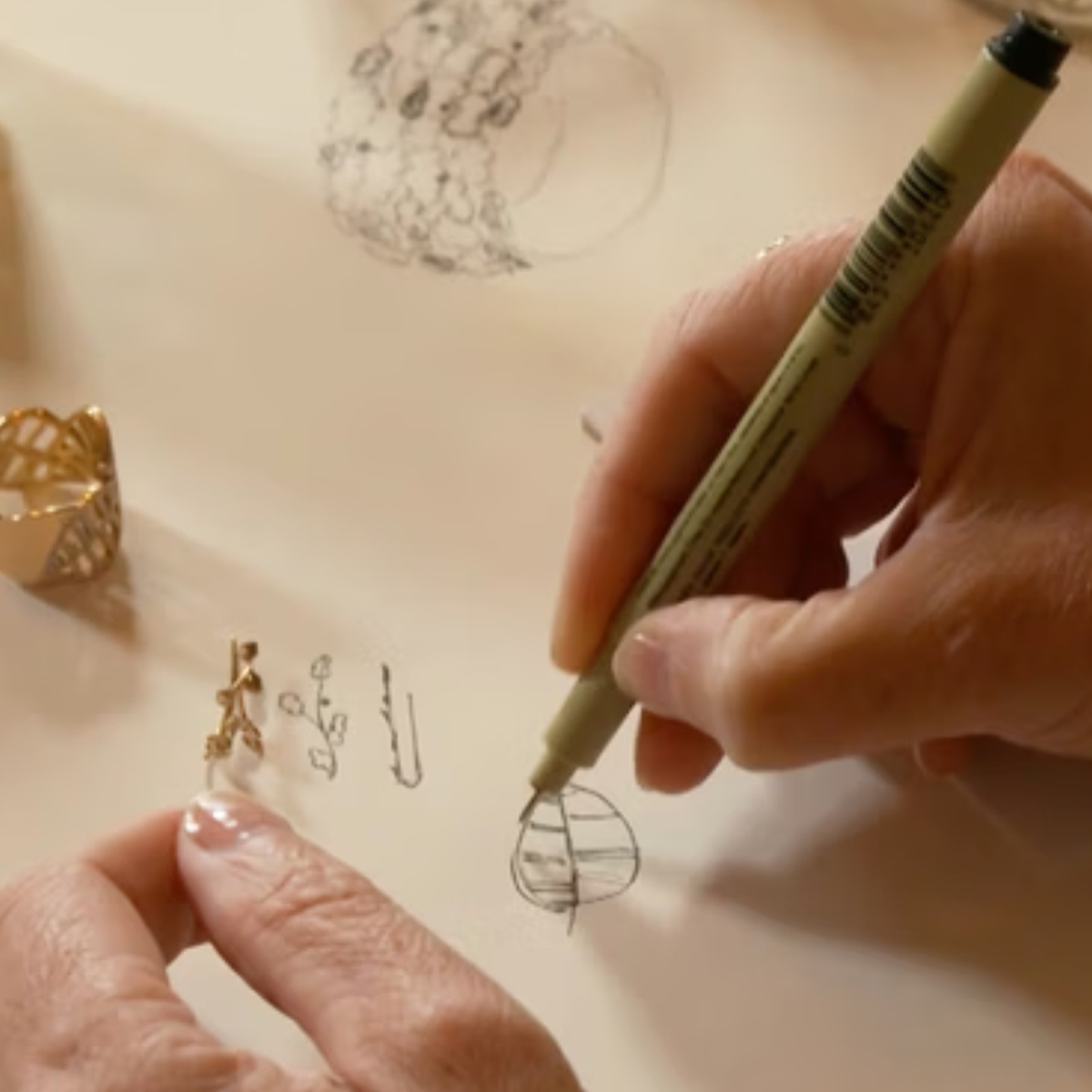 and of Princess Margarita sketching a De Parme Design jewellery piece