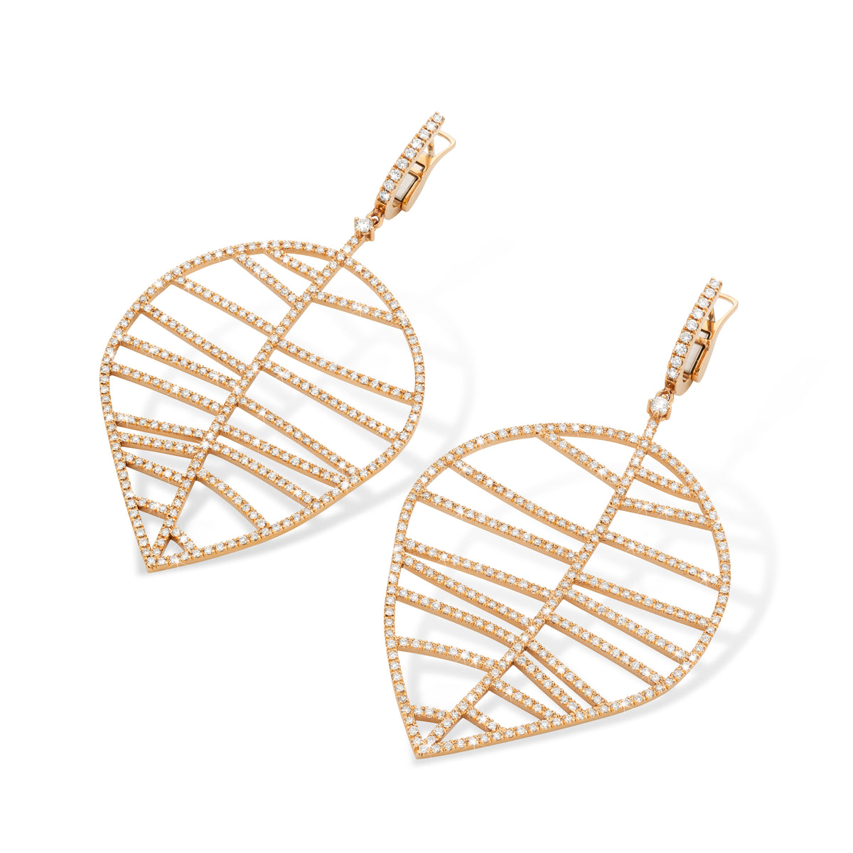 BEECH EARRING L rose gold diamonds pavé