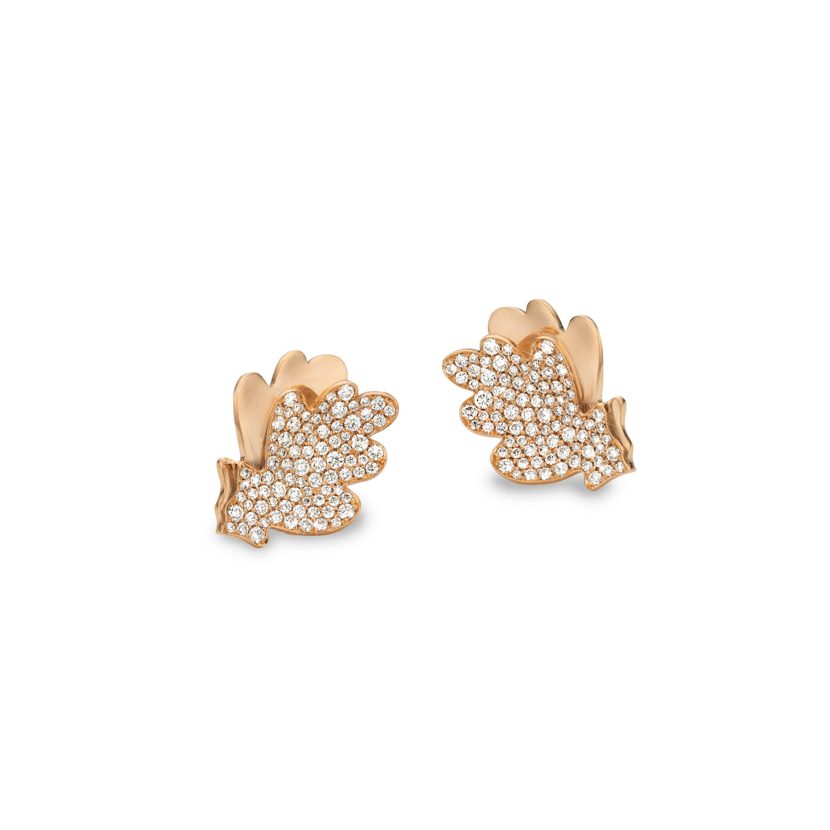 OAK STUDS S rose gold white diamonds pavé