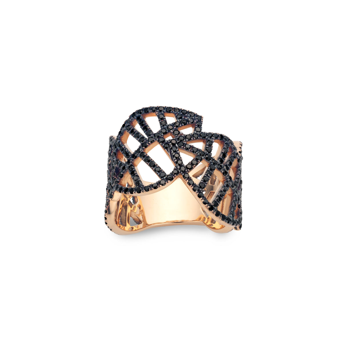 BEECH RING rose gold black diamond pavé