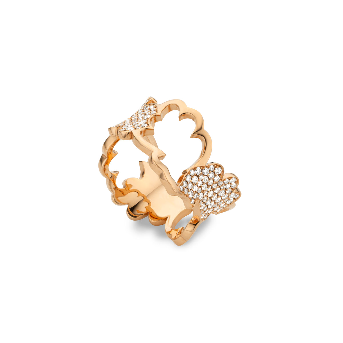 OAK RING rose gold diamonds pavé