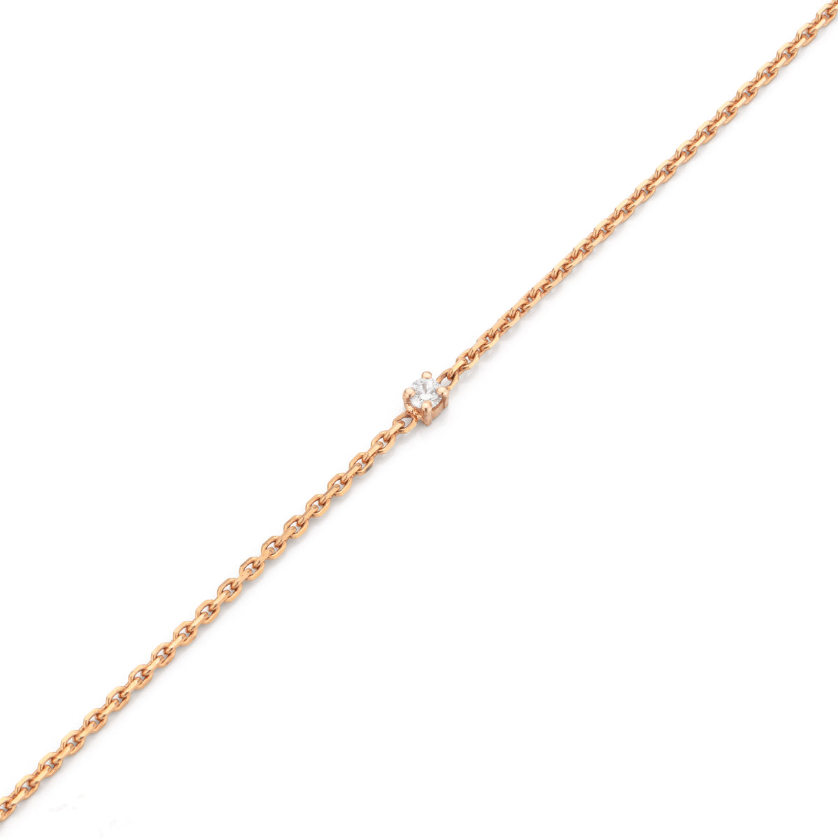 OAK COLLIER rose gold with 3 diamonds in chaton necklace 60cm