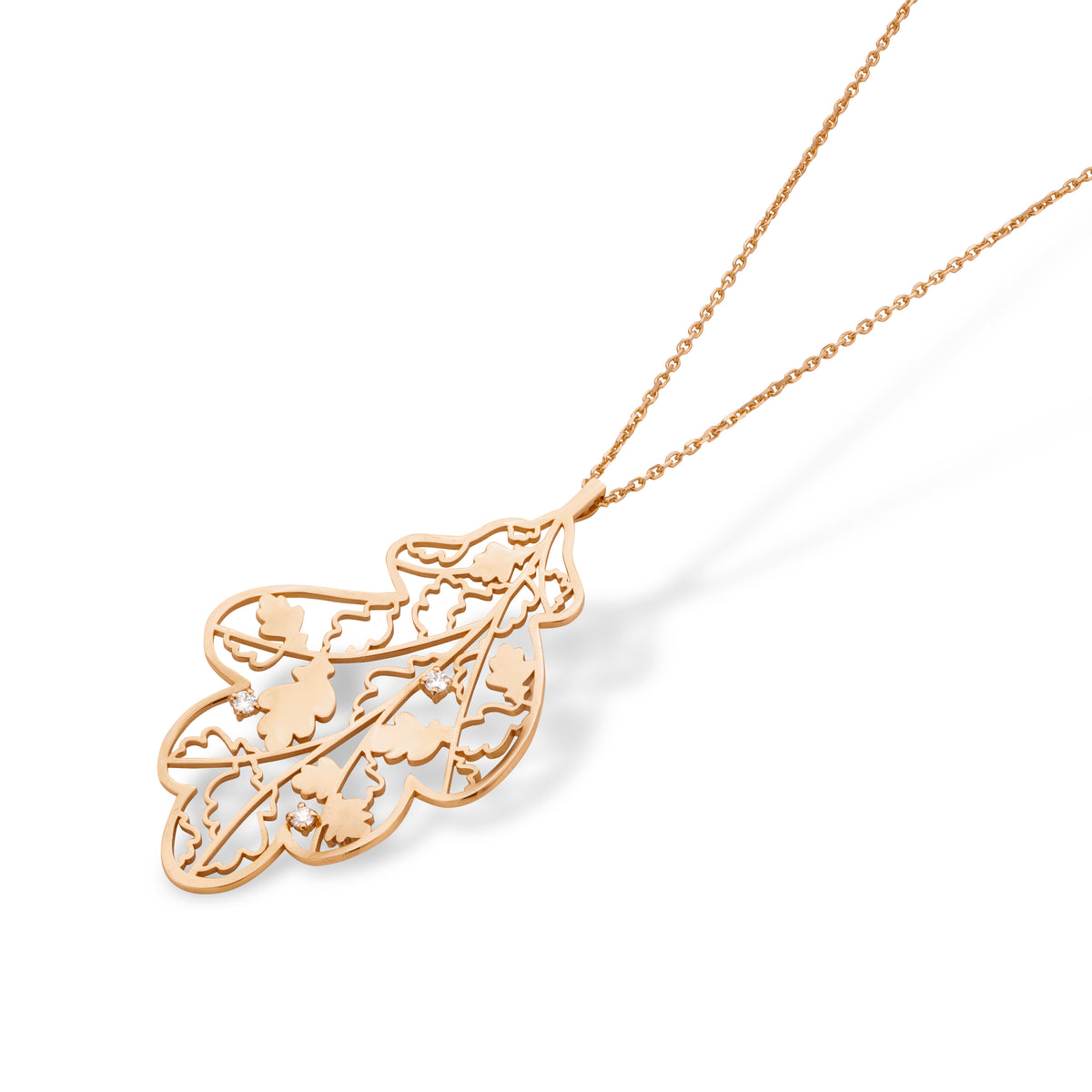 OAK PENDANT rose gold with 3 diamonds