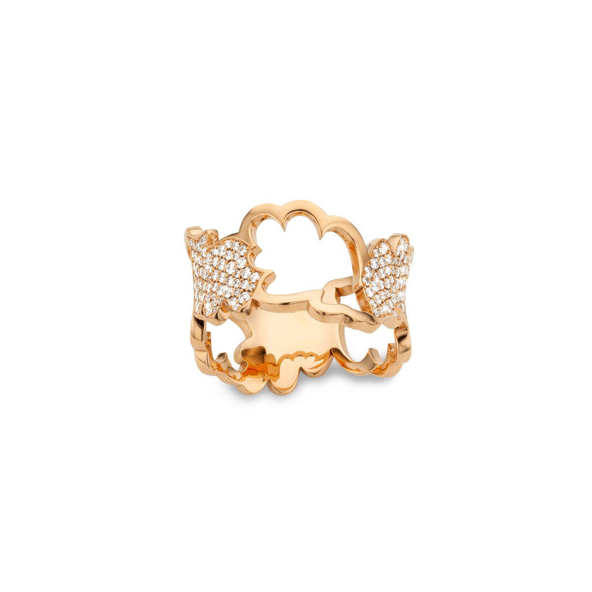OAK RING rose gold diamonds pavé