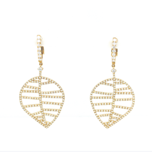 BEECH EARRING M gold diamond pavé