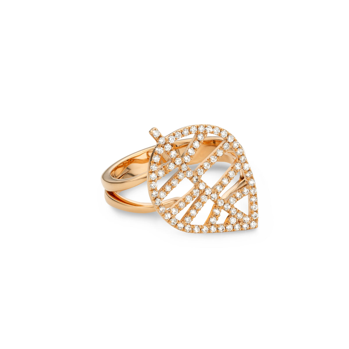 BEECH RING S rose gold diamonds pavé