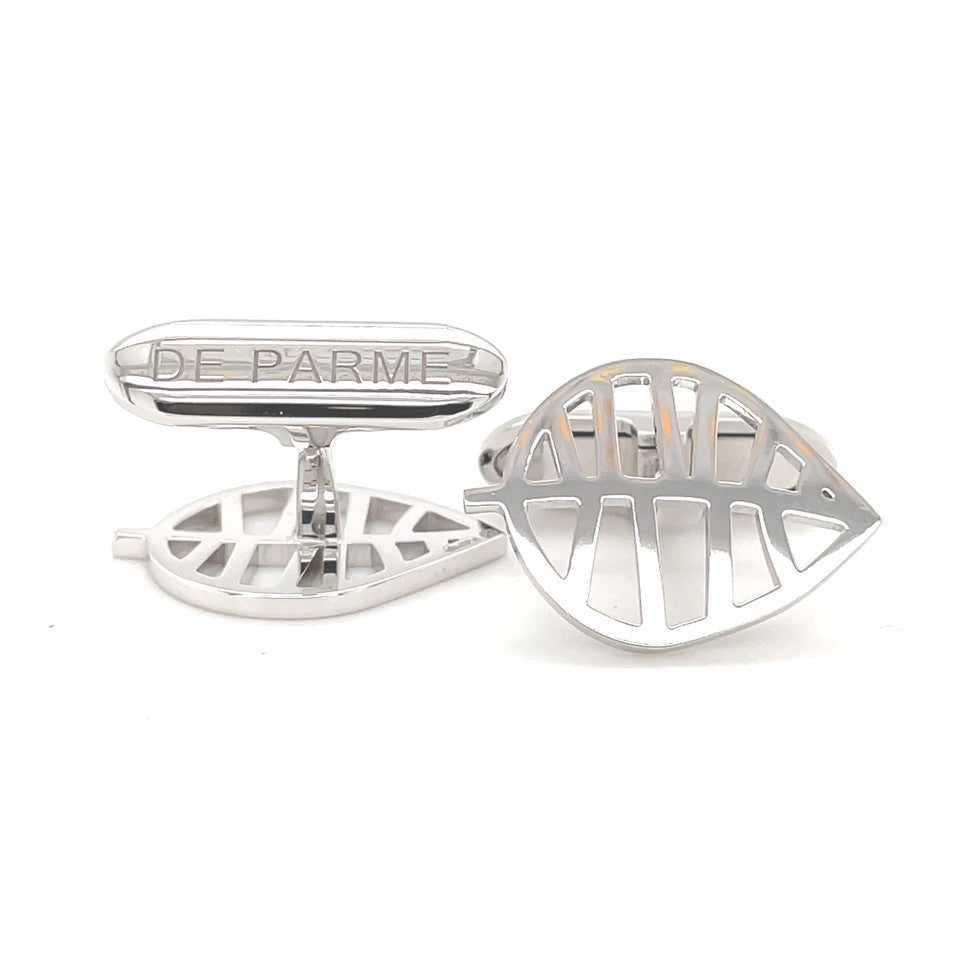 BEECH CUFFLINKS leaf white gold