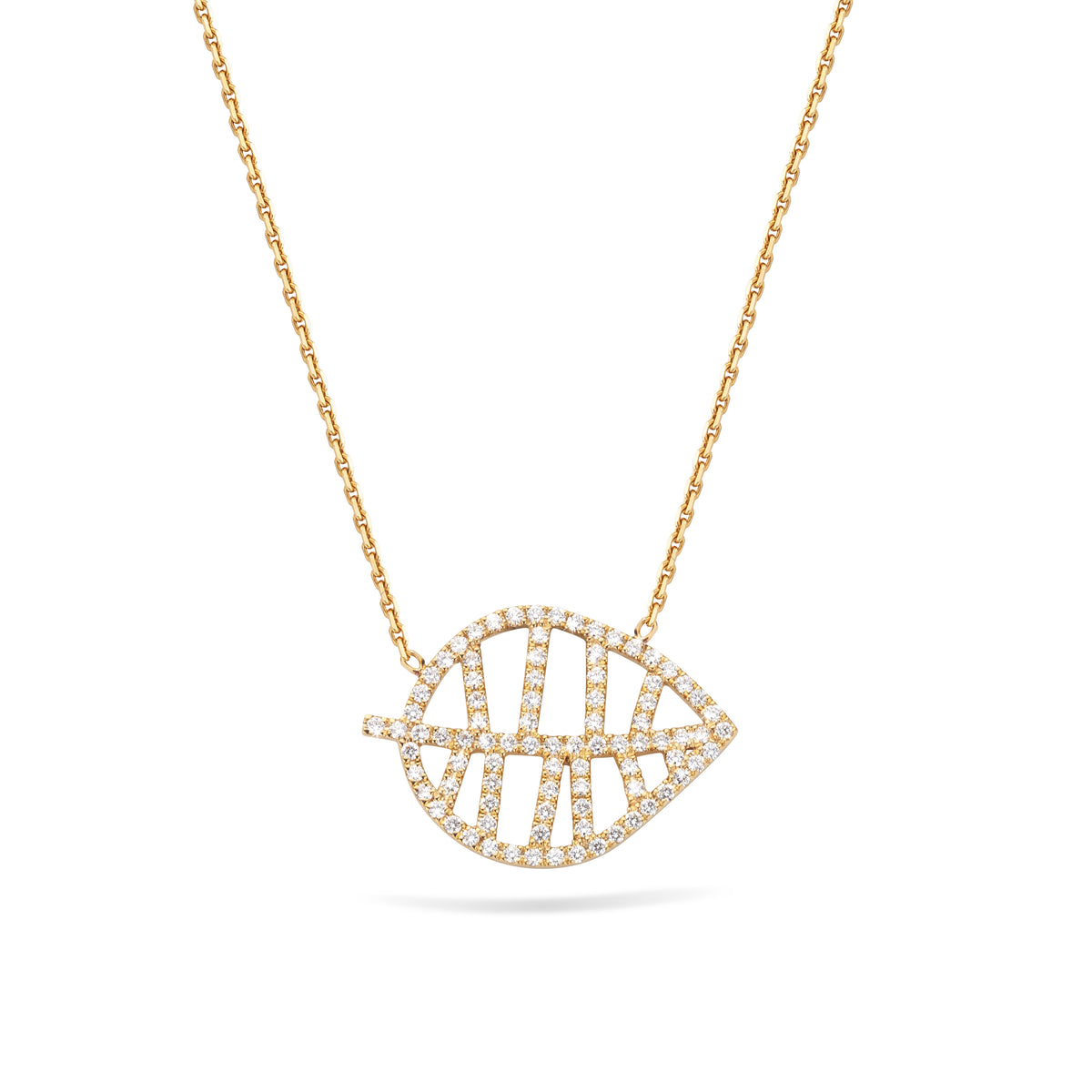 BEECH NECKLACE S yellow gold diamond pavé