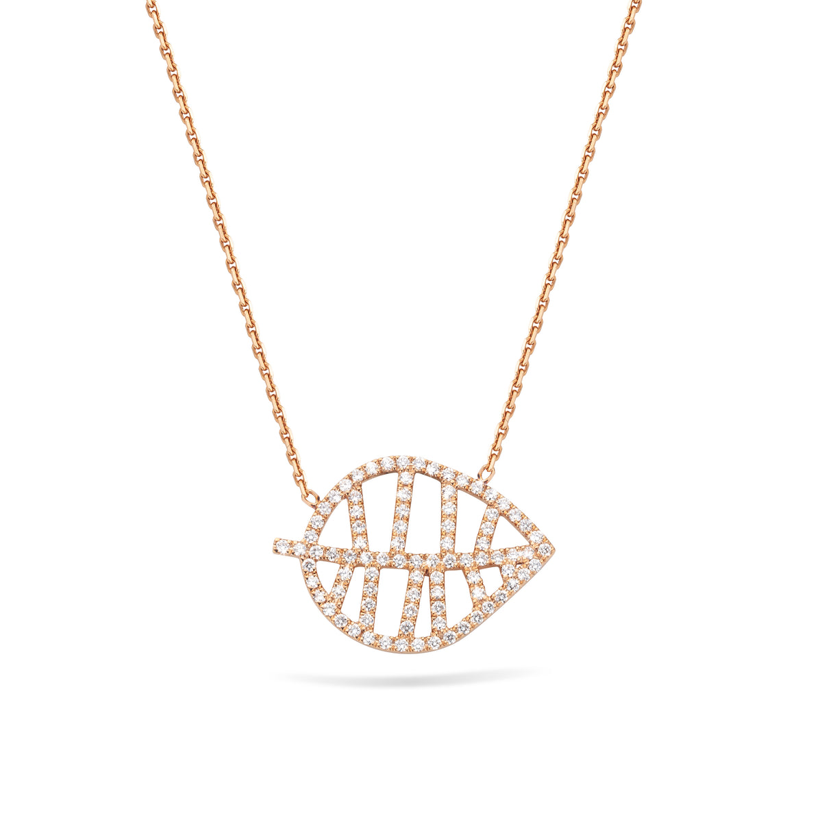 BEECH NECKLACE S rose gold diamonds pavé
