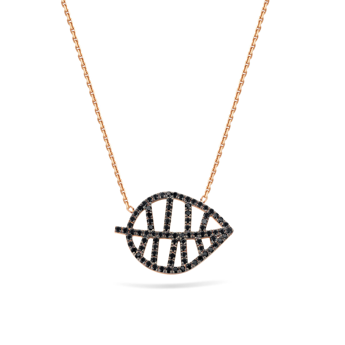 BEECH NECKLACE S rose gold black diamond pavé
