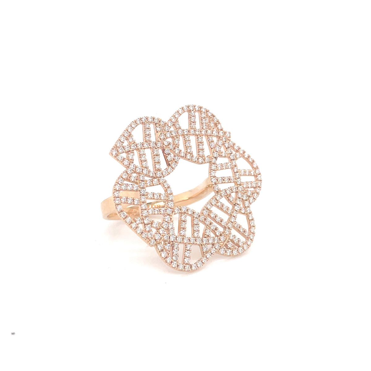 BEECH RING rose gold diamonds pavé