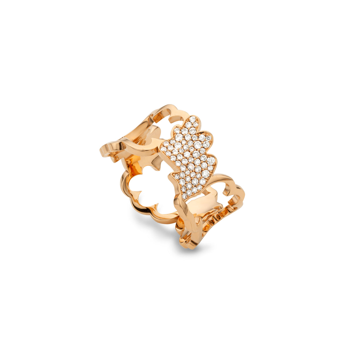 OAK RING rose gold diamonds pavé