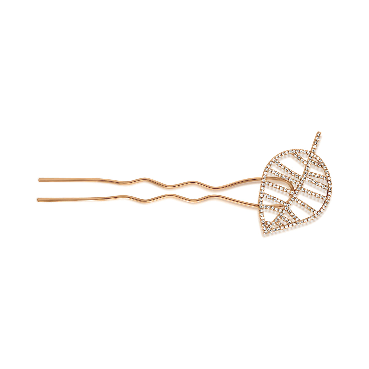 BEECH HAIRPIN single rose gold diamonds pavé