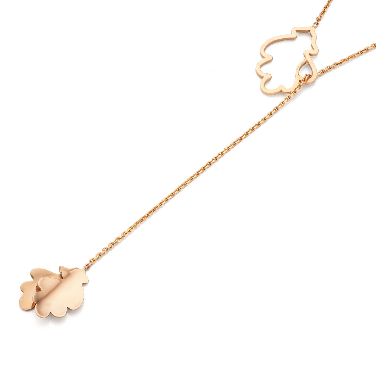 OAK COLLIER rose gold with 3 diamonds in chaton necklace 60cm