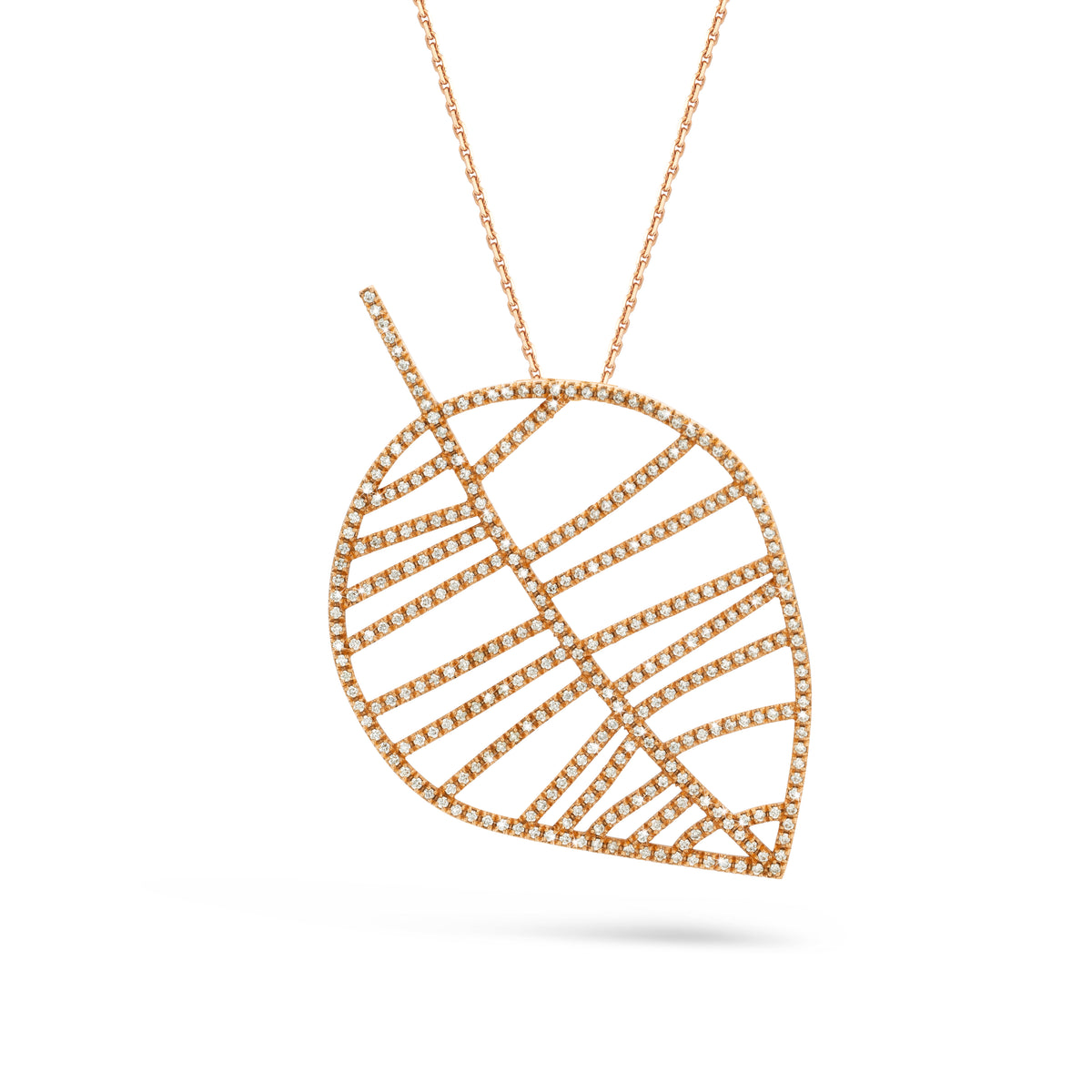 BEECH PENDANT L rose gold diamonds pavé