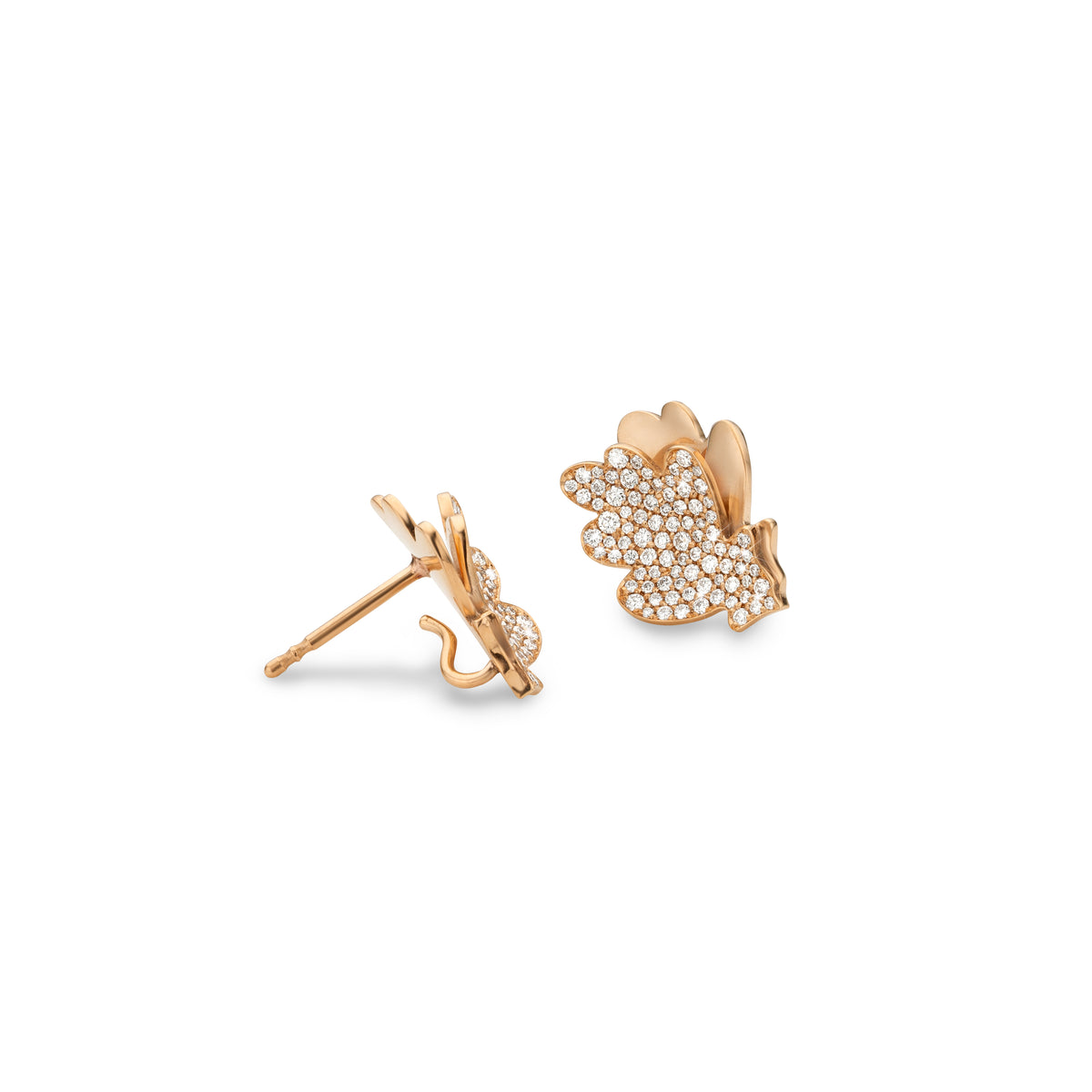 OAK EARRING M rose gold diamond pavé