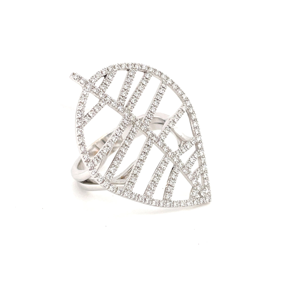 BEECH RING L white gold diamond pavé
