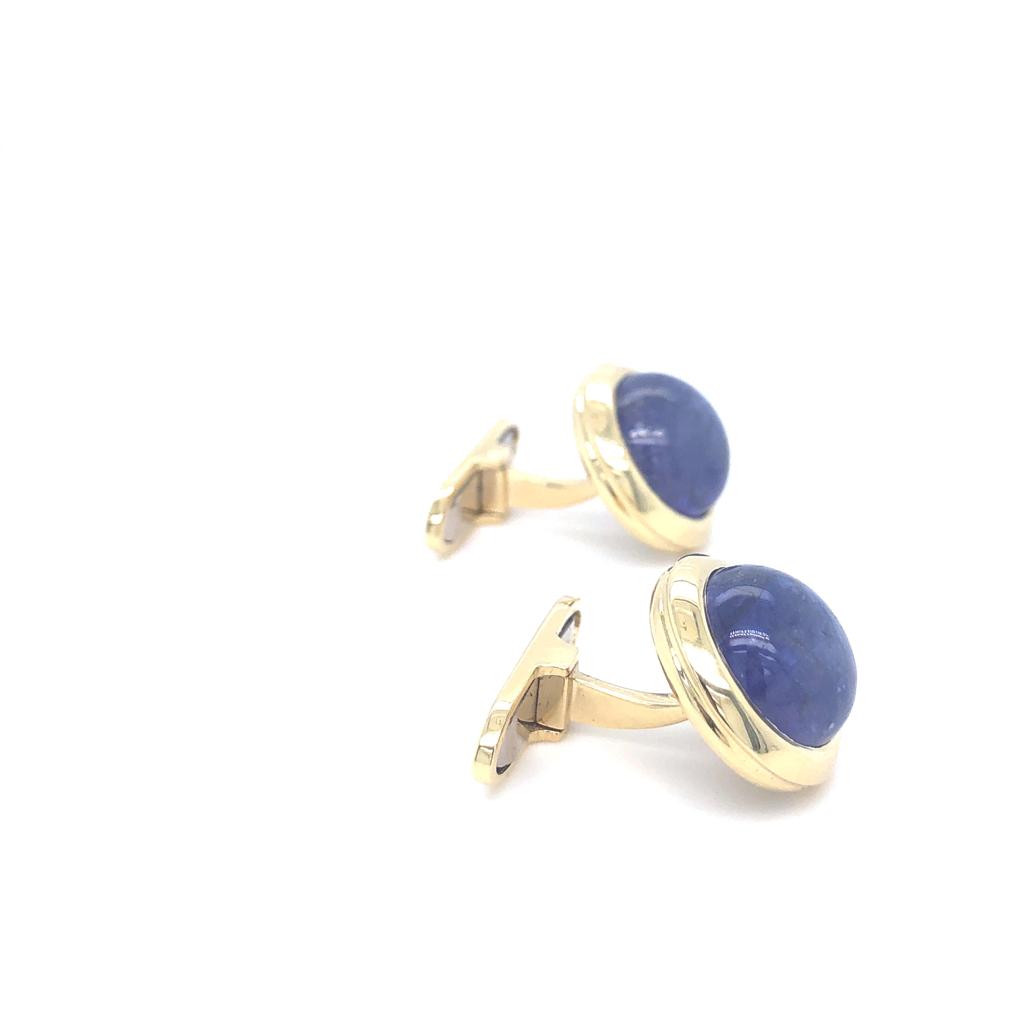CUFFLINKS with tanzanite -yellow gold