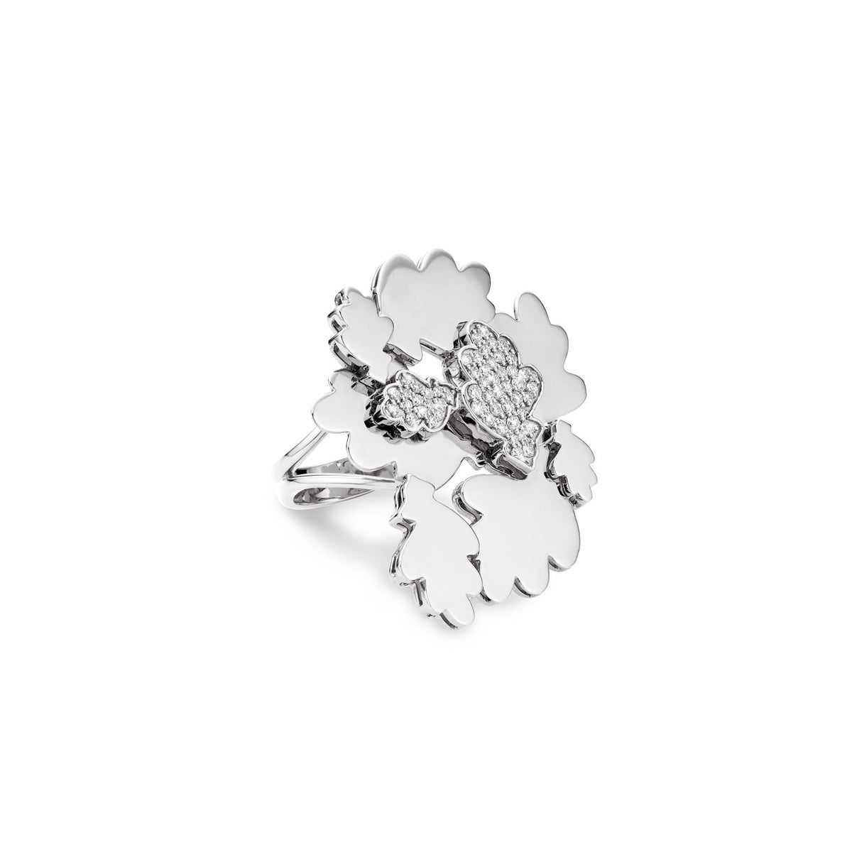 OAK FOREST FLOOR RING white gold white diamonds pavé