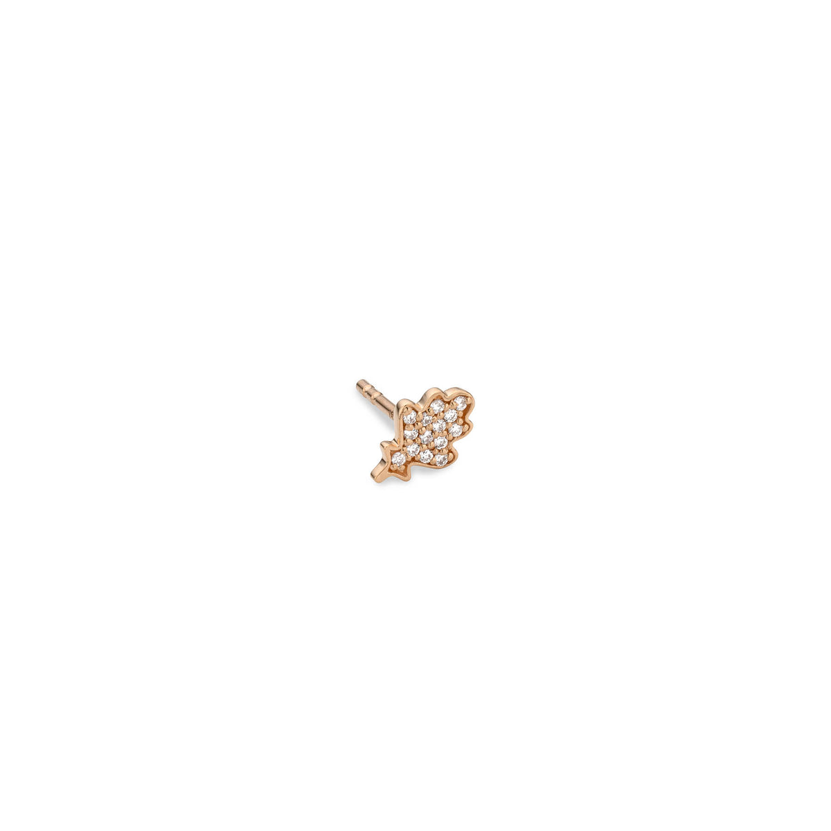 OAK STUD EARRING BABYLEAF rose gold diamonds pavé