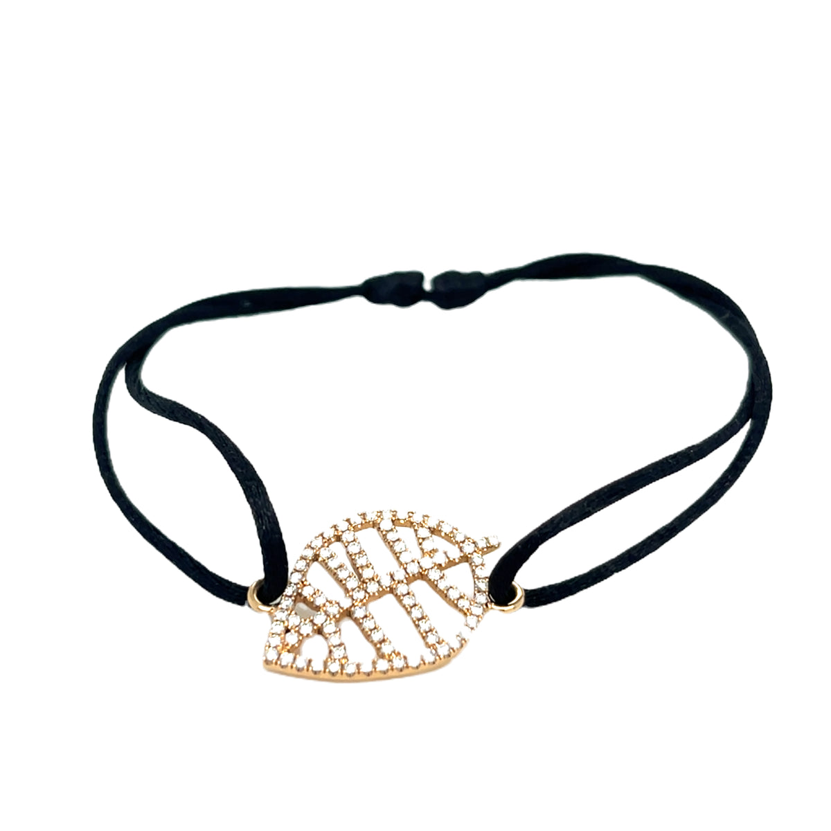 BEECH BRACELET S rose gold diamonds pavé with silk cord