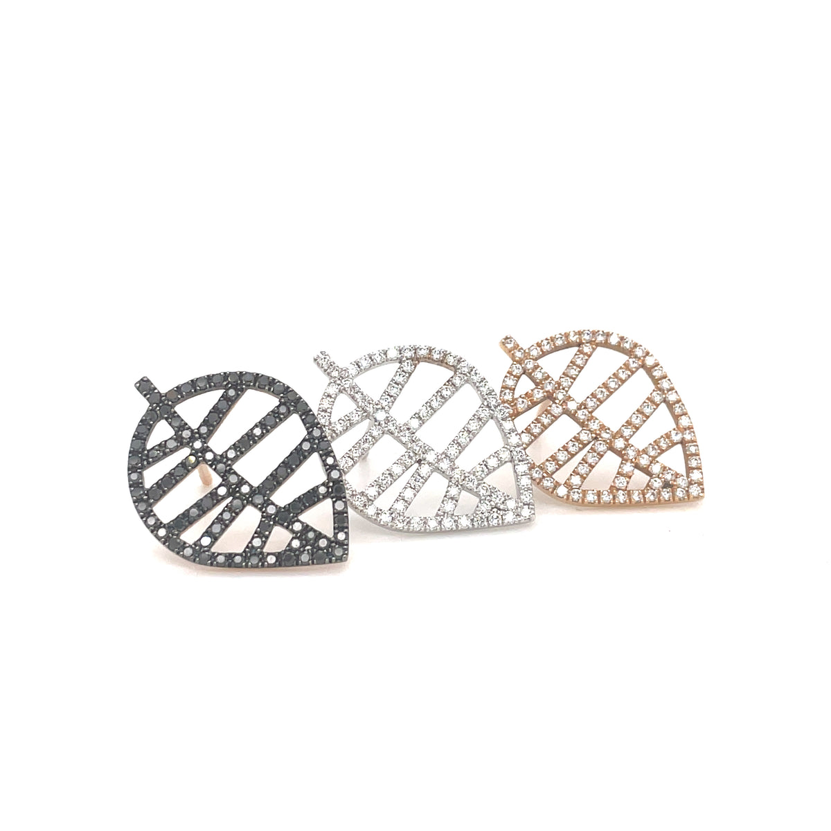 BEECH STUD EARRING S rose gold black diamond pavé