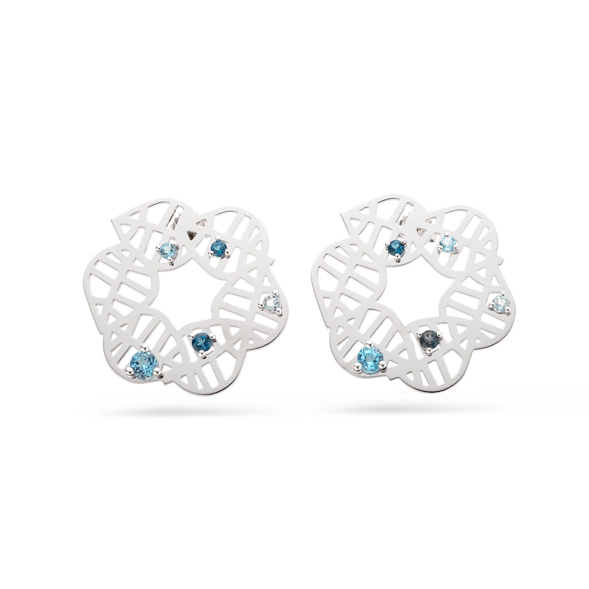 BEECH STUD EARRING - NUANCES M white gold topaz (round)