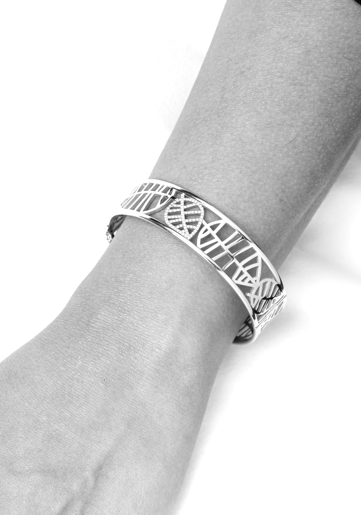 BANGLE BRACELET BEECH white gold diamond pavé