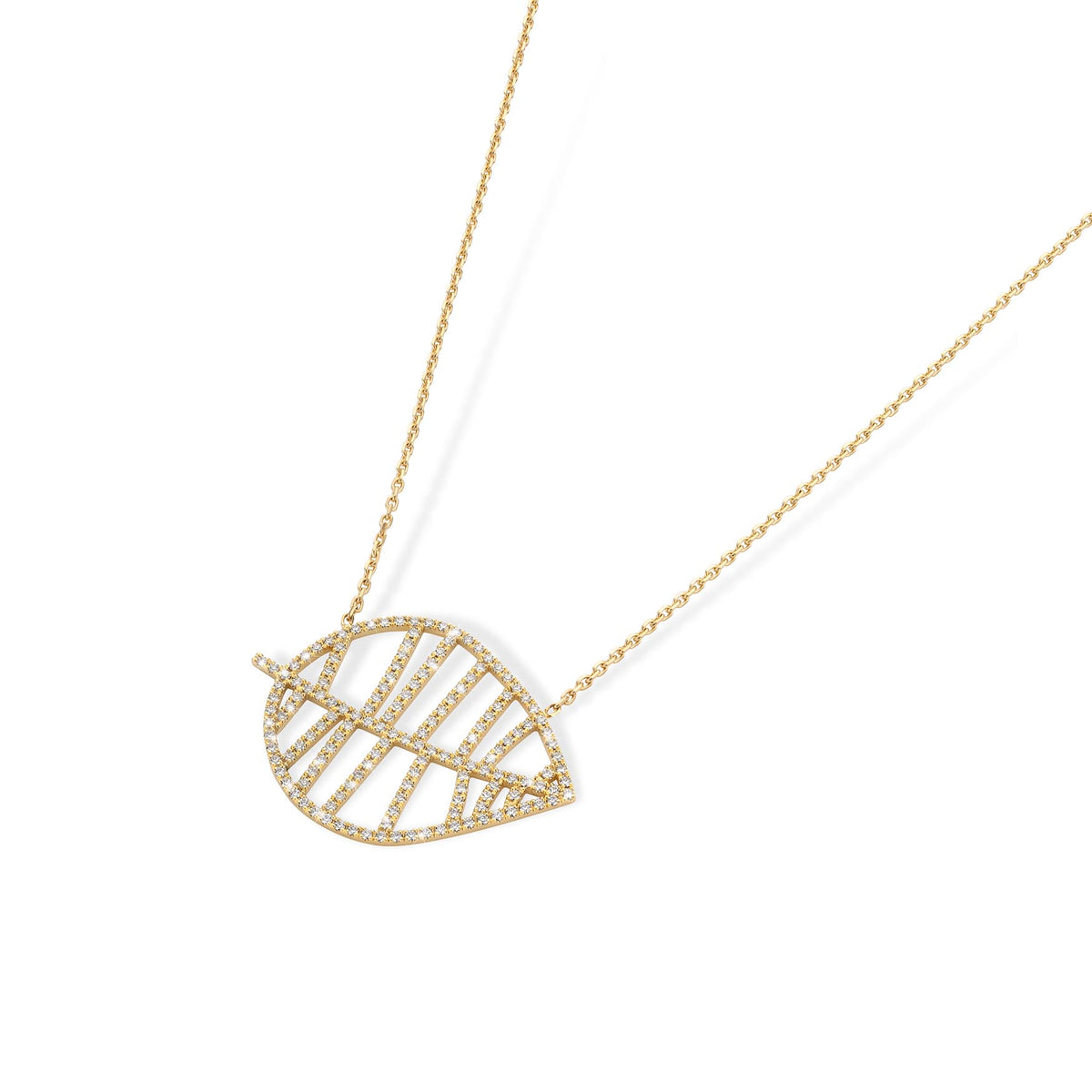 BEECH NECKLACE M yellow gold diamonds pavé