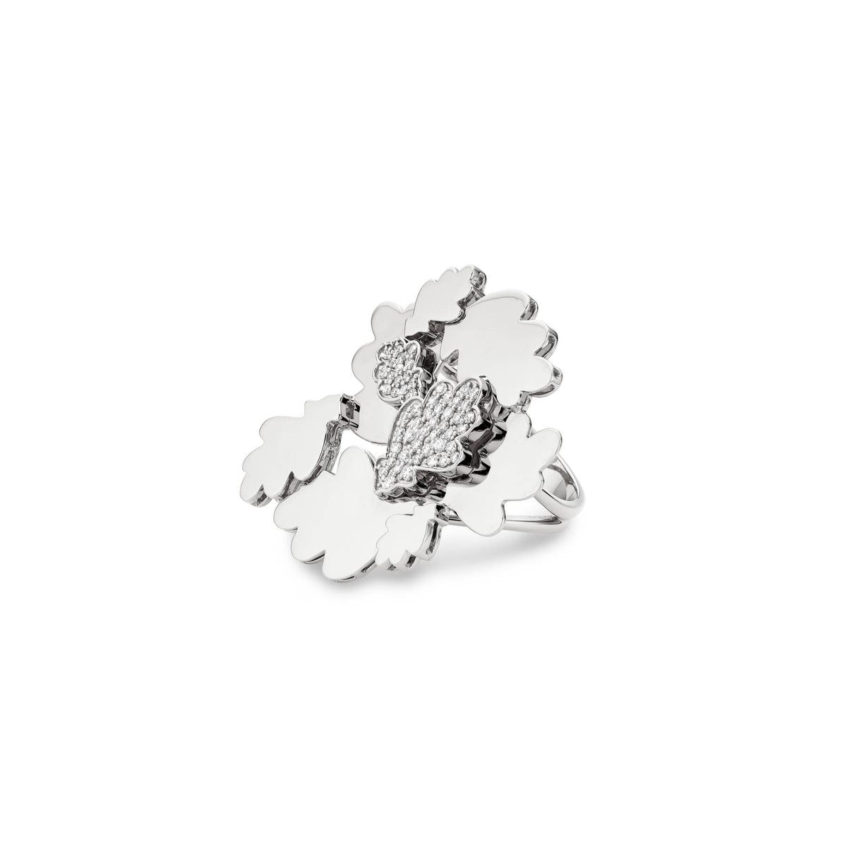OAK FOREST FLOOR RING white gold white diamonds pavé