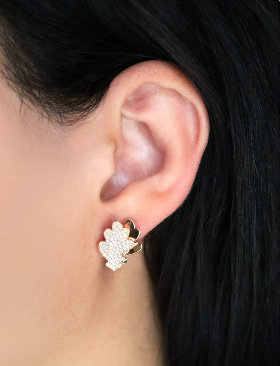 OAK STUDS S rose gold white diamonds pavé