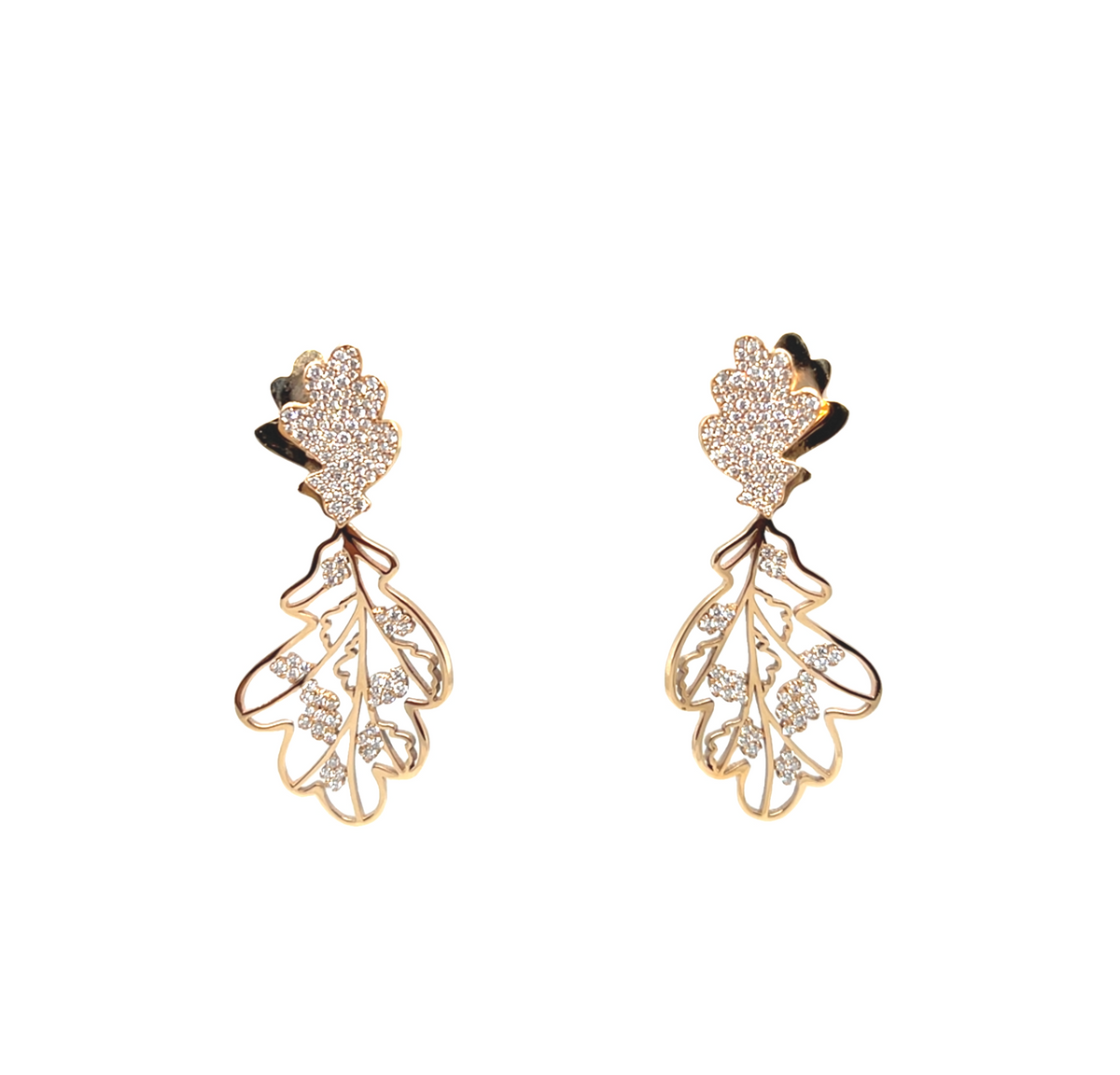 OAK EARRING M  rose gold diamond pavé