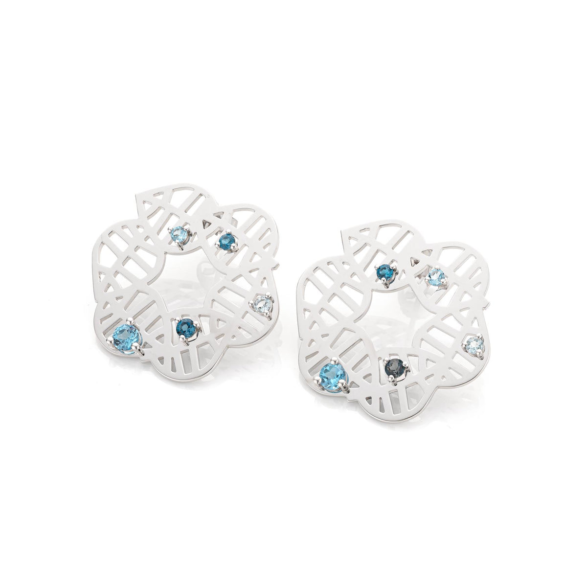 BEECH STUD EARRING - NUANCES M white gold topaz (round)