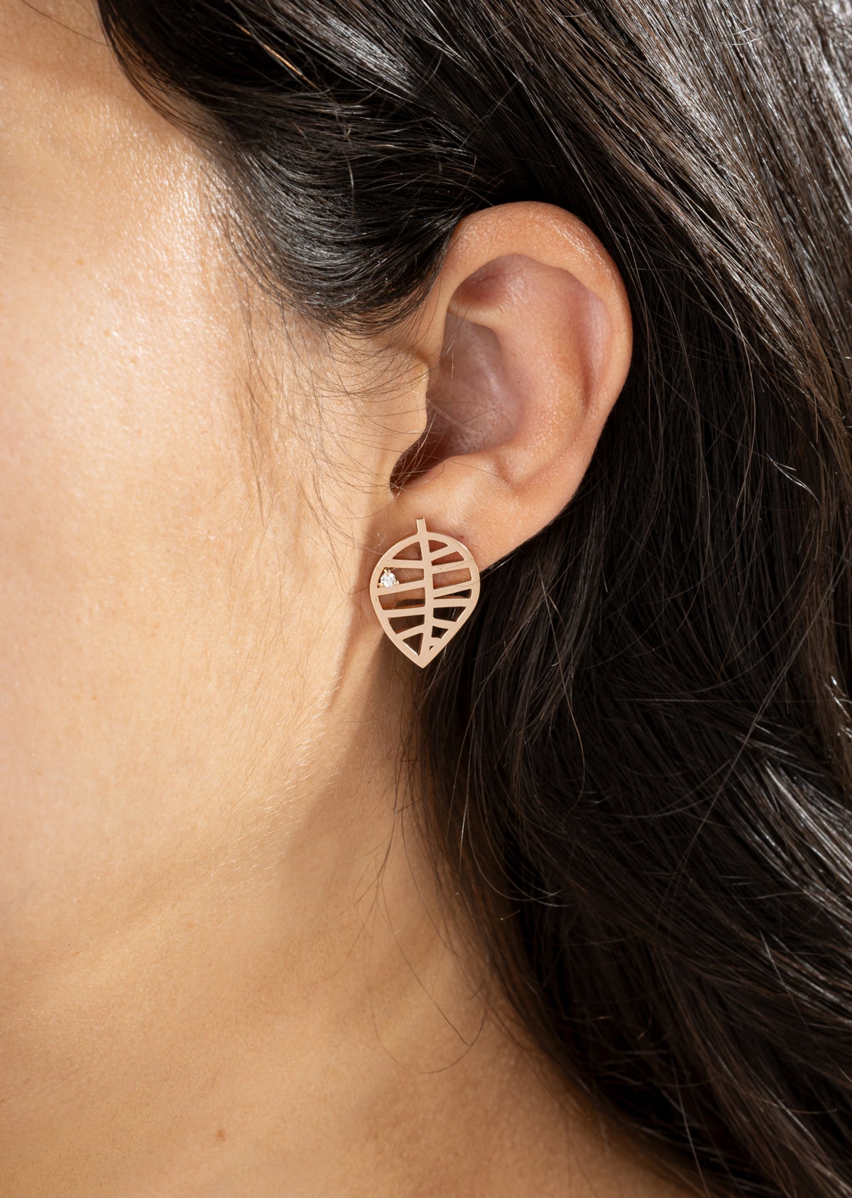 BEECH STUD EARRING - NUANCES S yellow gold diamond