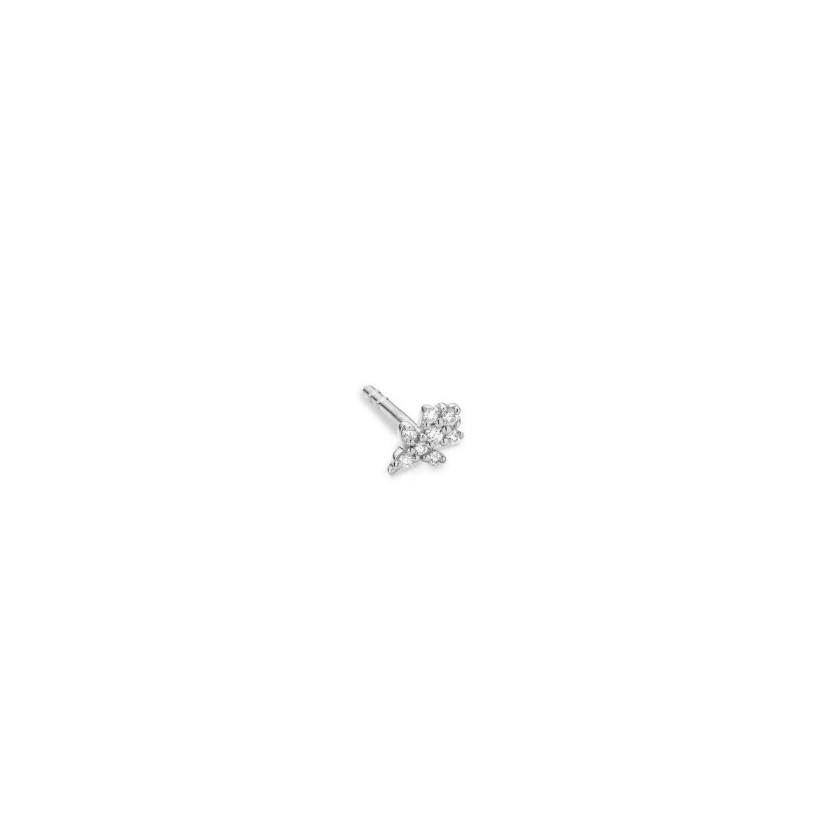 OAK STUD EARRING BABYLEAF MINI white gold diamonds pavé