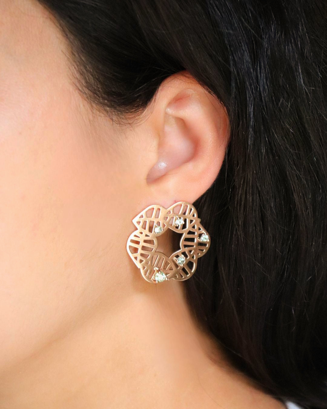 BEECH STUD EARRING - NUANCES M rose gold spinel (round)