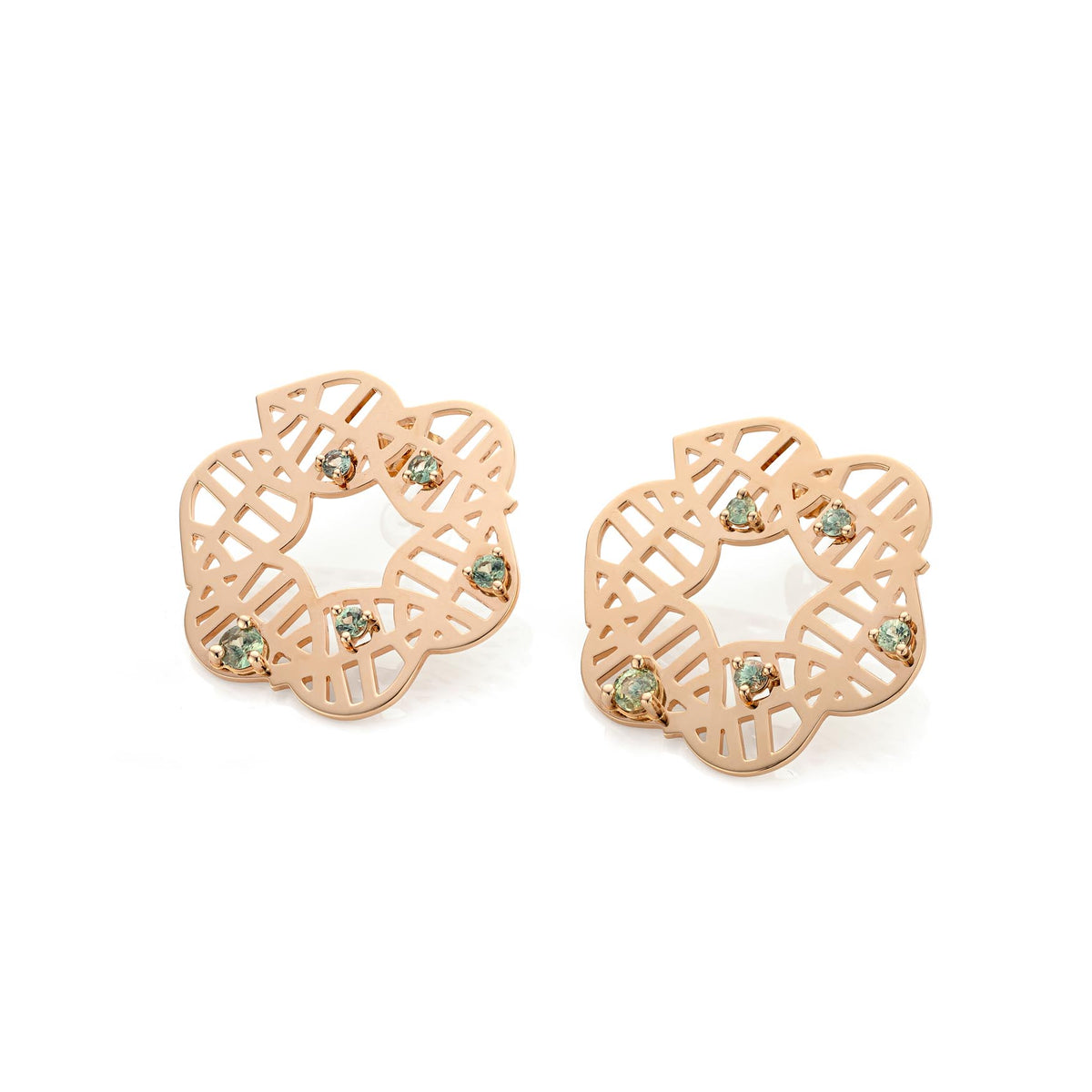 BEECH STUD EARRING - NUANCES M rose gold spinel (round)