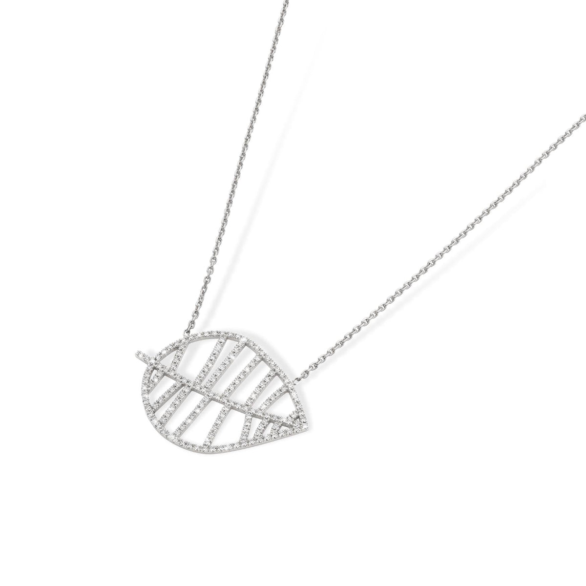 BEECH NECKLACE M white gold diamonds pavé